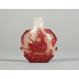 A Chinese red overlay glass snuff bottle, 19th century,