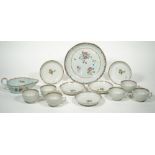 Six Chinese export famille-rose teacups and five saucers, Qianlong,