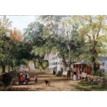 English School (19th century), Street scene, Interlaken, oil on canvas, 31.5cm x 44cm.