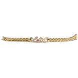 A Tabbah gold, diamond and cabochon coloured gemstone set bracelet,
