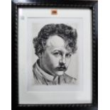 Austrian School (20th century), Head of a man, etching, 31cm x 23cm.