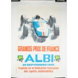 Beligand 'Grand Prix France Albi 1965', motor racing, lithograph in colours, 59cm x 40cm,