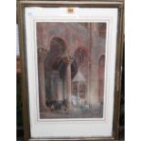 W. W. Drane (19th century), Cathedral interior, watercolour, signed and dated 1871, 44cm x 30cm.