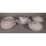A Shelley porcelain six piece service, decorated with pink flowers, (qty).