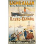 French Travel Poster, 'Ligne Allan Havre-Canada', circa 1920, possibly by Norman Wilkinson,