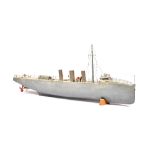 A model of a torpedo boat destroyer, English, circa 1905,