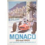 Michael Turner 'Monaco Grand Prix', 1965, lithograph in colours, 60cm x 39.5cm, laid to linen.