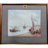 A group of five, including watercolours of low tide, Greenhithe, by G. L.
