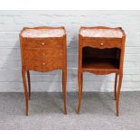 A pair of Louis XVI style bedside tables,