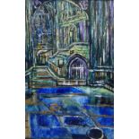 Theo Garmen (1924-1954), Cathedral, oil on paper, signed ' and indistinctly inscribed and dated,