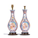 A pair of Chinese export mandarin palette vases, Qianlong,