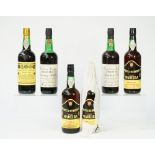 Six bottles of port and Madeira wine, comprising; two boardroom reserve finest old Tawny port,
