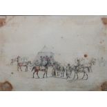 Henry Alken (1785-1851), English soldiers at a Persian encampment, watercolour and pencil,