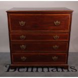 A George III inlaid mahogany secretaire chest,