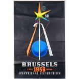 Brussels 1958 Universal Exhibition, lithograph coloured poster, Manfurt by Andrea Beyart,