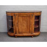 A Victorian gilt metal mounted inlaid walnut credenza, with central panel door,