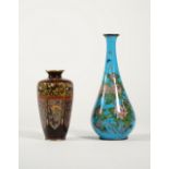 A Japanese cloisonné small vase, Meiji period, of tapered hexagonal form,