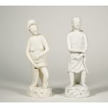 Two Chinese blanc-de-chine figures of `Adam and Eve', late 17th/18th century,