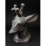 Axel Salto (Danish, 1889-1961), a stoneware fallow deer head, signed 'Salto' (to base), 31.5cm high.