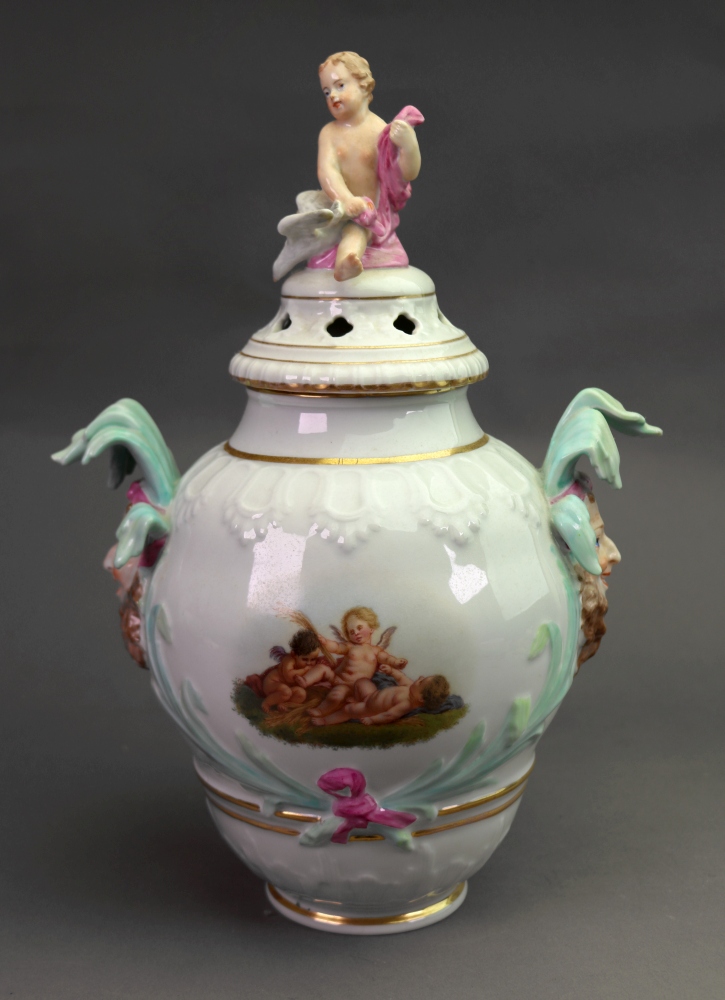 A Berlin porcelain two-handled pot pourr