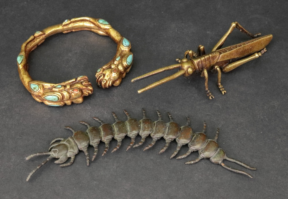 A Japanese bronze articulated centipede,