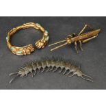 A Japanese bronze articulated centipede,