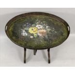 An oval tole peintre tray, 19th century,