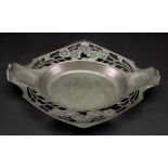 An Art Nouveau Orivit pewter shaped oval dish, with sunken centre,