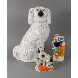 A large Staffordshire King Charles spaniel mantel ornament, 40cm high,