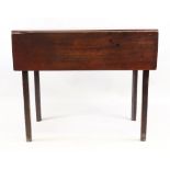 A George III mahogany Pembroke table, with hinged drop leaves, on square chamfered legs,