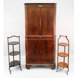 A reproduction George III style mahogany floor standing corner cabinet, by Maple,