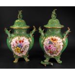 A pair of English porcelain baluster vases and covers, circa 1840,