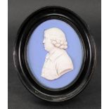 A Wedgwood oval blue jasper portrait medallion,