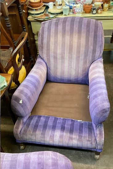 A pair of early 20th century upholstered deep seated armchairs, - Image 5 of 10