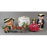 A WH Goss model of Shakespeare's House, a musical pottery Toby jug, Royal Doulton Regency Beau jug,