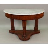 A Victorian mahogany washstand, with demi lune grey veined marble top,