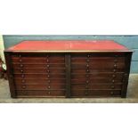 A Victorian mahogany plans chest, the moulded rectangular inset top above sixteen drawers,