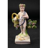 A Staffordshire pearlware figure of a putto, circa 1790,