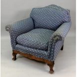A reproduction early 18th century style walnut frame armchair, circa 1920's,