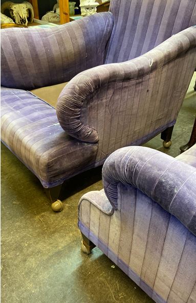 A pair of early 20th century upholstered deep seated armchairs, - Image 4 of 10
