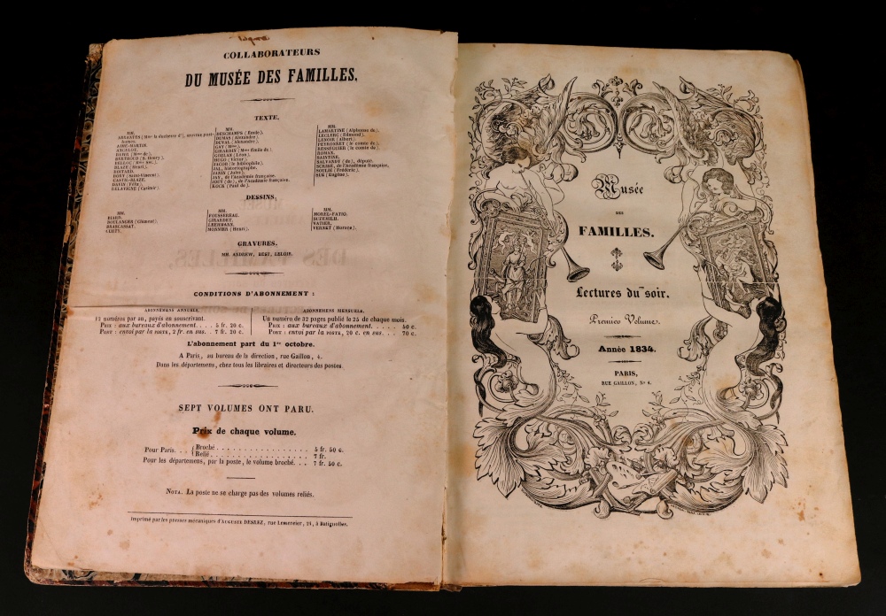 Musee Des Familles, Lectures du Soir, Premiere volume, 1834, Paris.