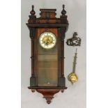 A Vienna style mahogany wall clock, late