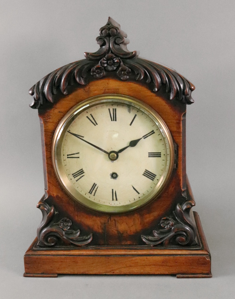 An early Victorian rosewood cased mantel timepiece,