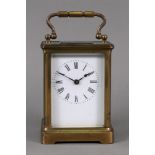 A French brass cased carriage timepiece,
