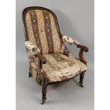 An early Victorian rosewood frame armcha