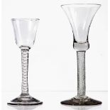 An opaque twist wine glass, circa 1765,