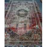 A Ghasghai Persepolis carpet, South Persian, the madder field with a brown medallion,