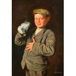 Charles Spencelayh (1865-1958), A warming drink, oil on canvas, signed, 31.5cm x 21.5cm.