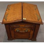 A Victorian oak and brass mounted coal purdonium, 50cm wide x 43cm high.