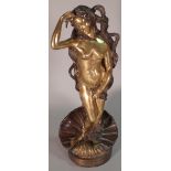 A 20th century bronze figure of a nude female, on a circular plinth base, 43cm high.